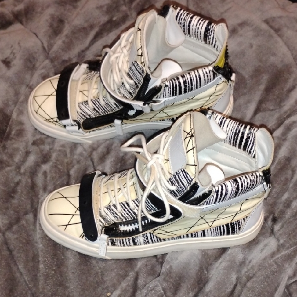 Giuseppe Zanotti Black and White Kids Sneakers
